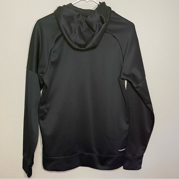 Adidas Black Hoodie With Large White Logo Pullover Sweatshirt Raglan Sleeves - Picture 9 of 16